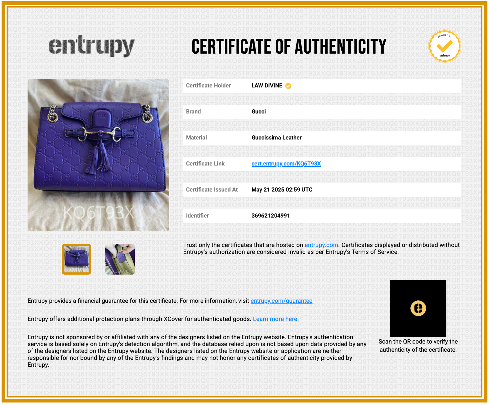 Guccissima Small Emily Chain Shoulder Bag Purple