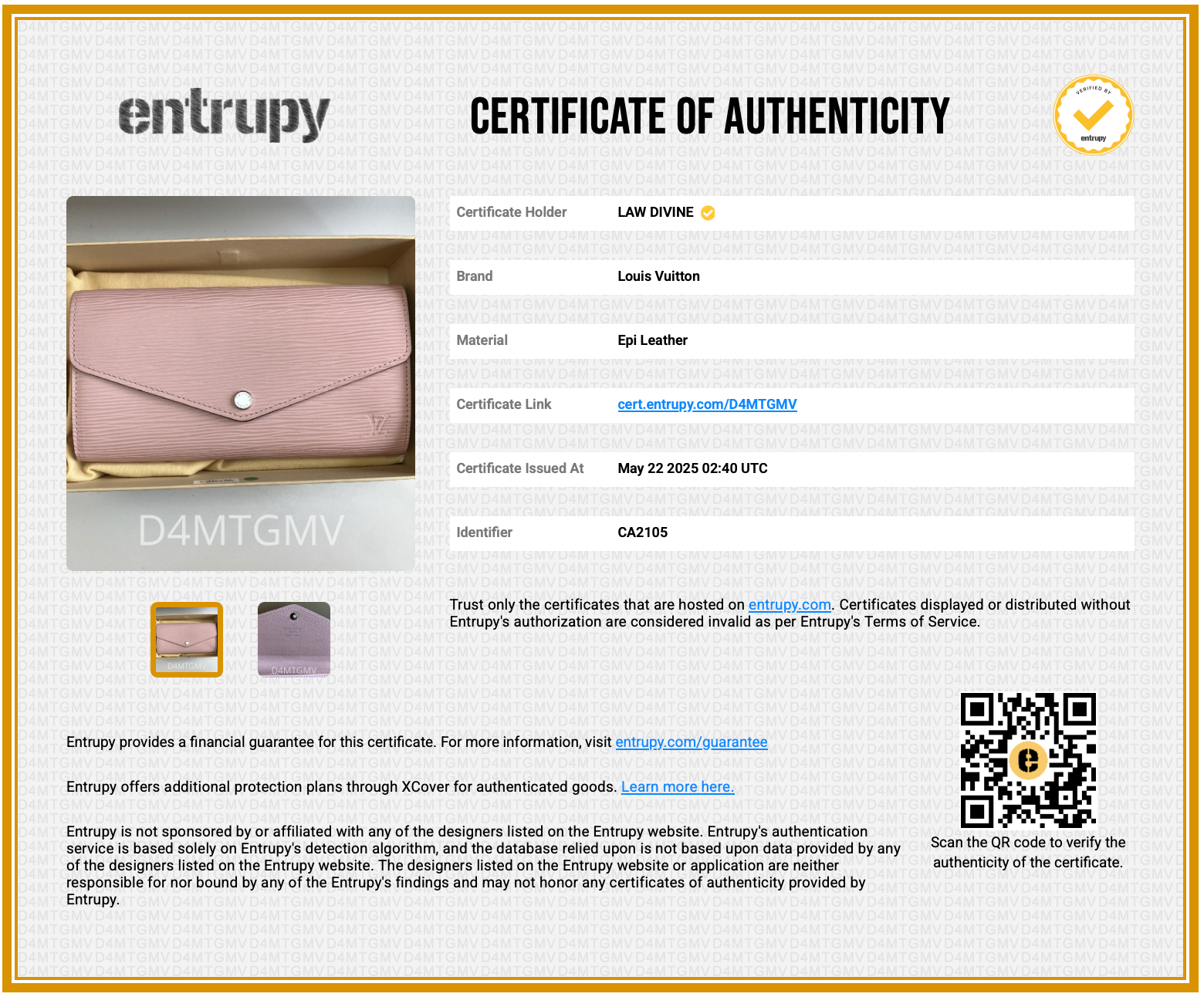 Epi Sarah Wallet NM Rose Nacre