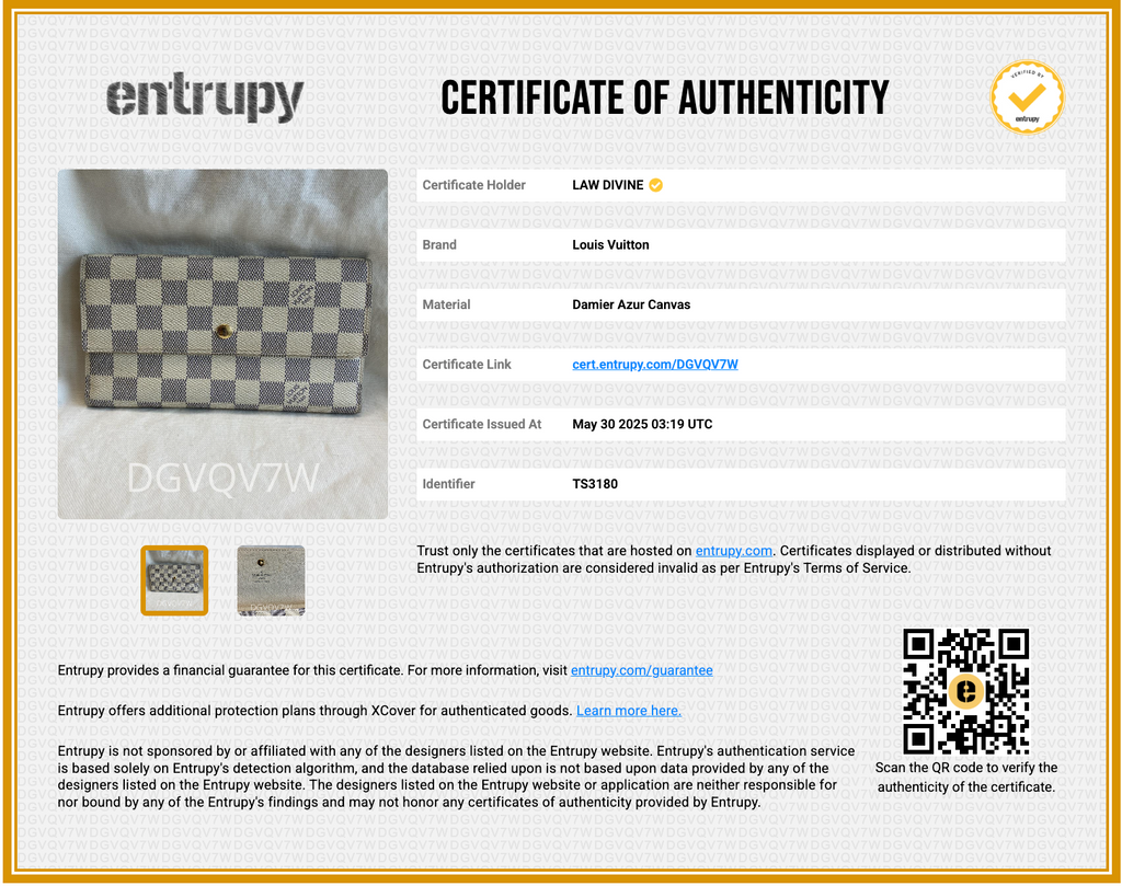 White Damier Azur Sarah Wallet