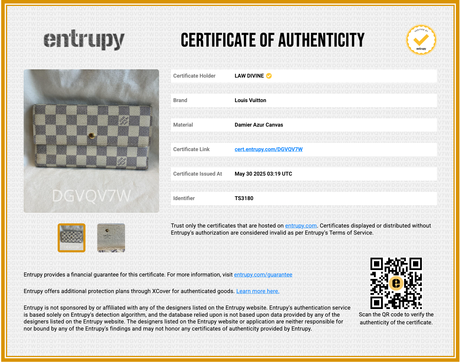 White Damier Azur Sarah Wallet