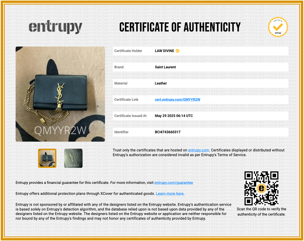 Smooth Calfskin Classic Monogram Kate Tassel Chain Wallet Black