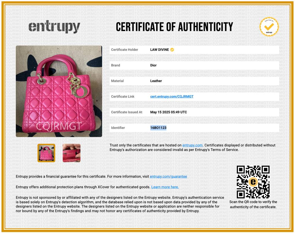 Lambskin Cannage Medium Lady Dior Fuchsia