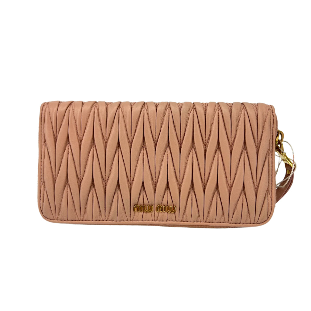 Zip Around Wallet Embellished Matelasse Leather Twins