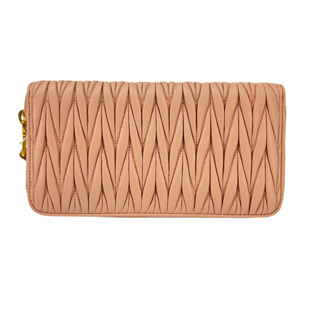 Zip Around Wallet Embellished Matelasse Leather Twins
