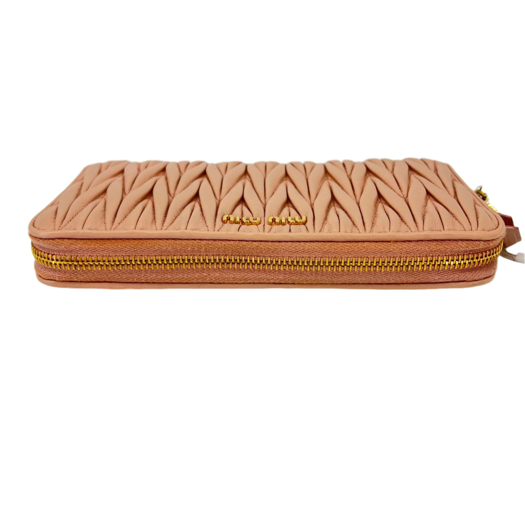 Zip Around Wallet Embellished Matelasse Leather Twins