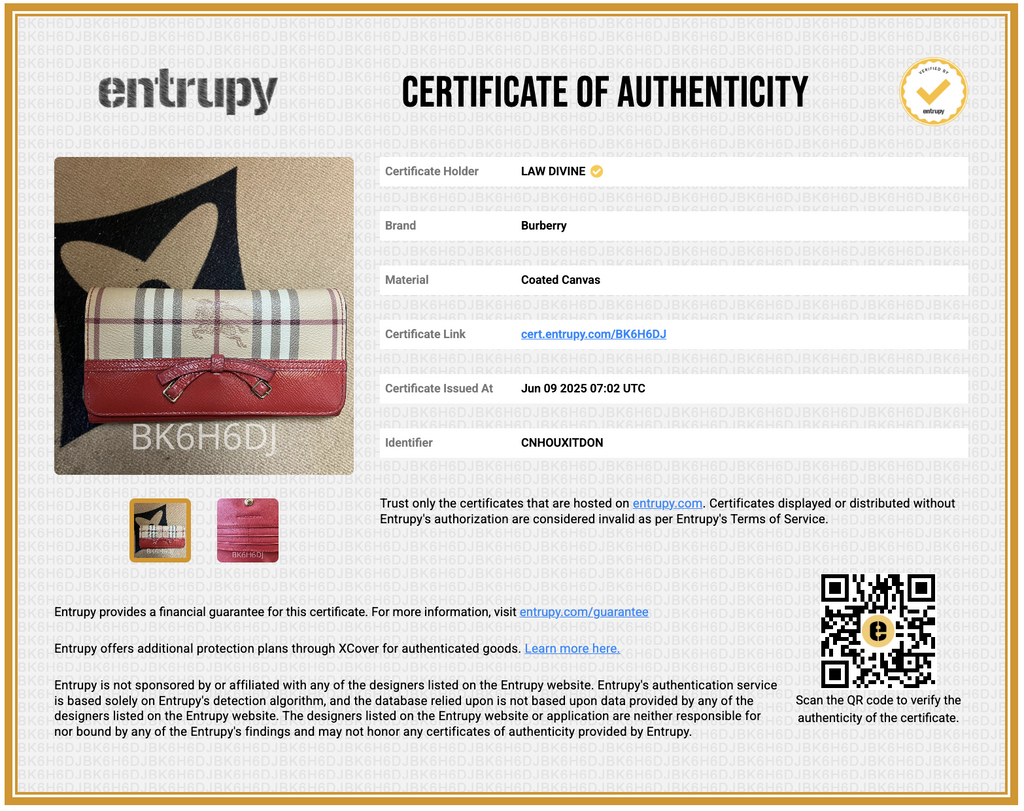 Patent Leather and Check Canvas Wallet Red
