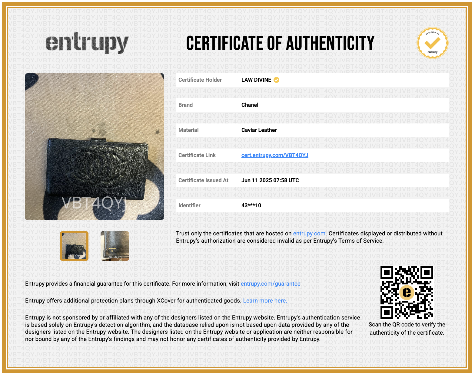 Long Wallet Caviar Skin Black CC Auth
