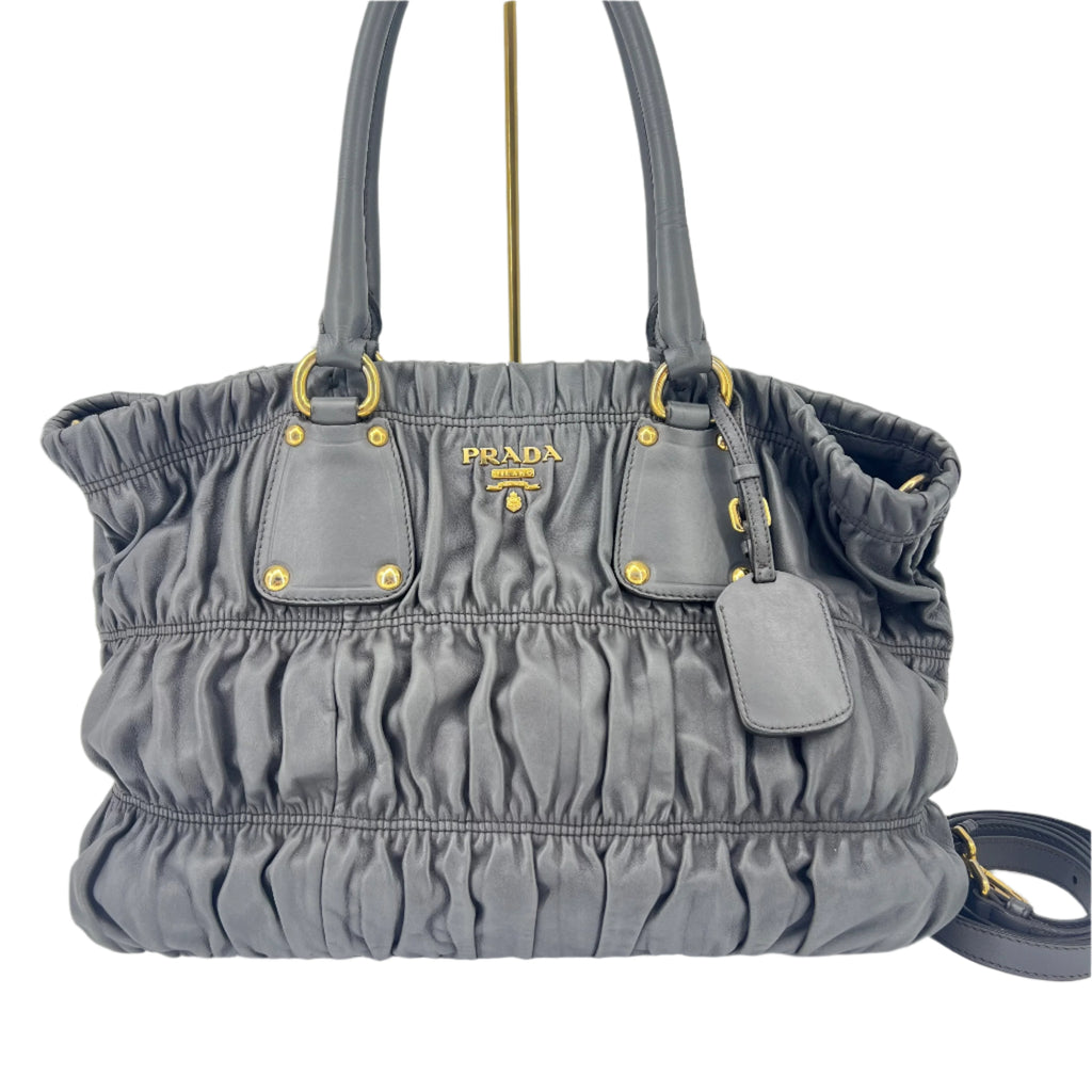 Gaufre Convertible Satchel Nappa Leather Medium Twins
