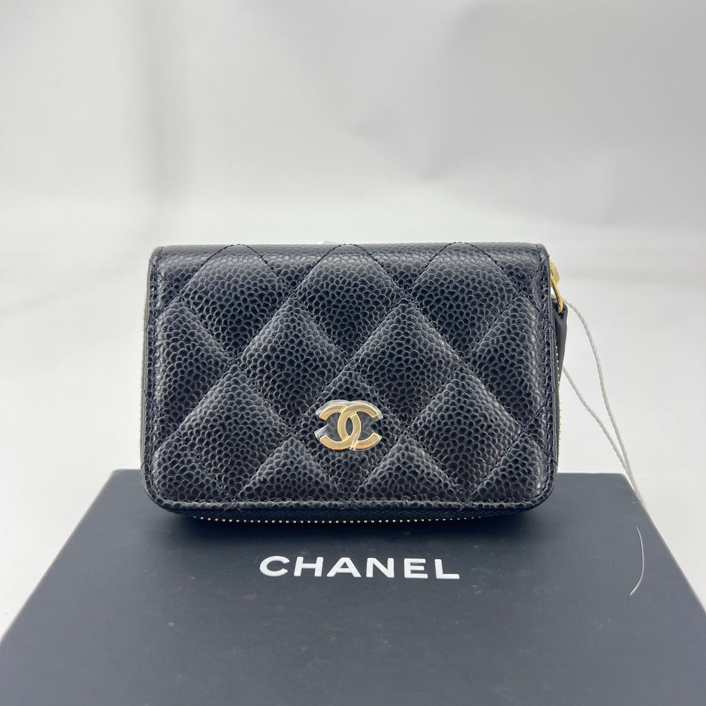 CC Zip Coin Purse Quilted Caviar Small Twins