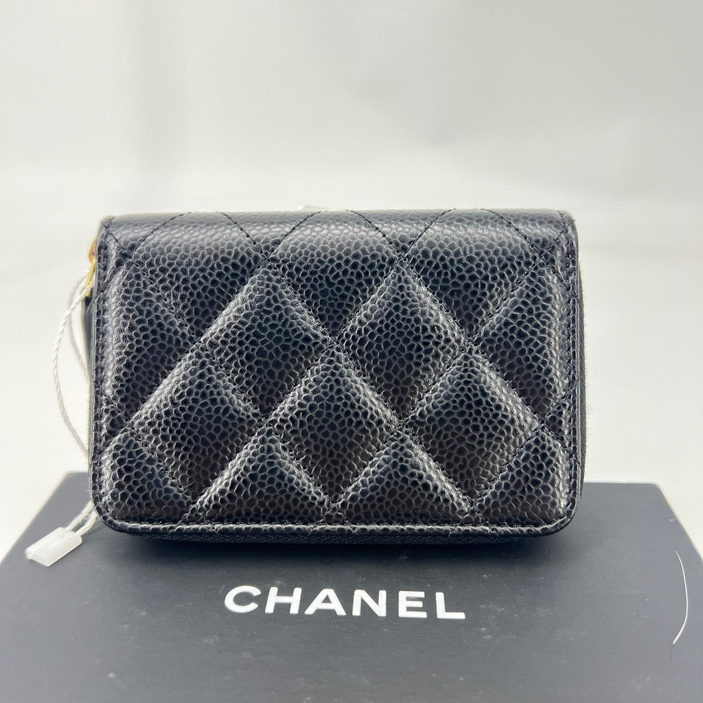 CC Zip Coin Purse Quilted Caviar Small Twins