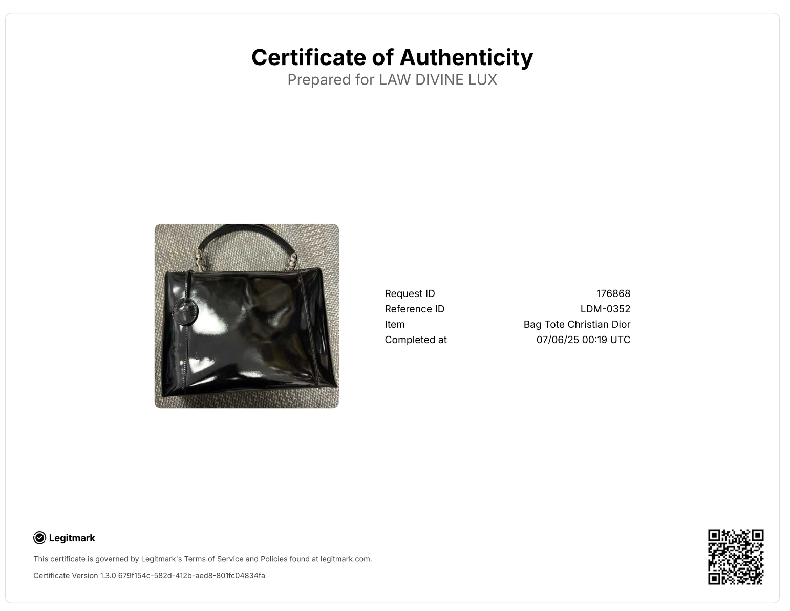 Dior Black Malice Patent Leather Satchel