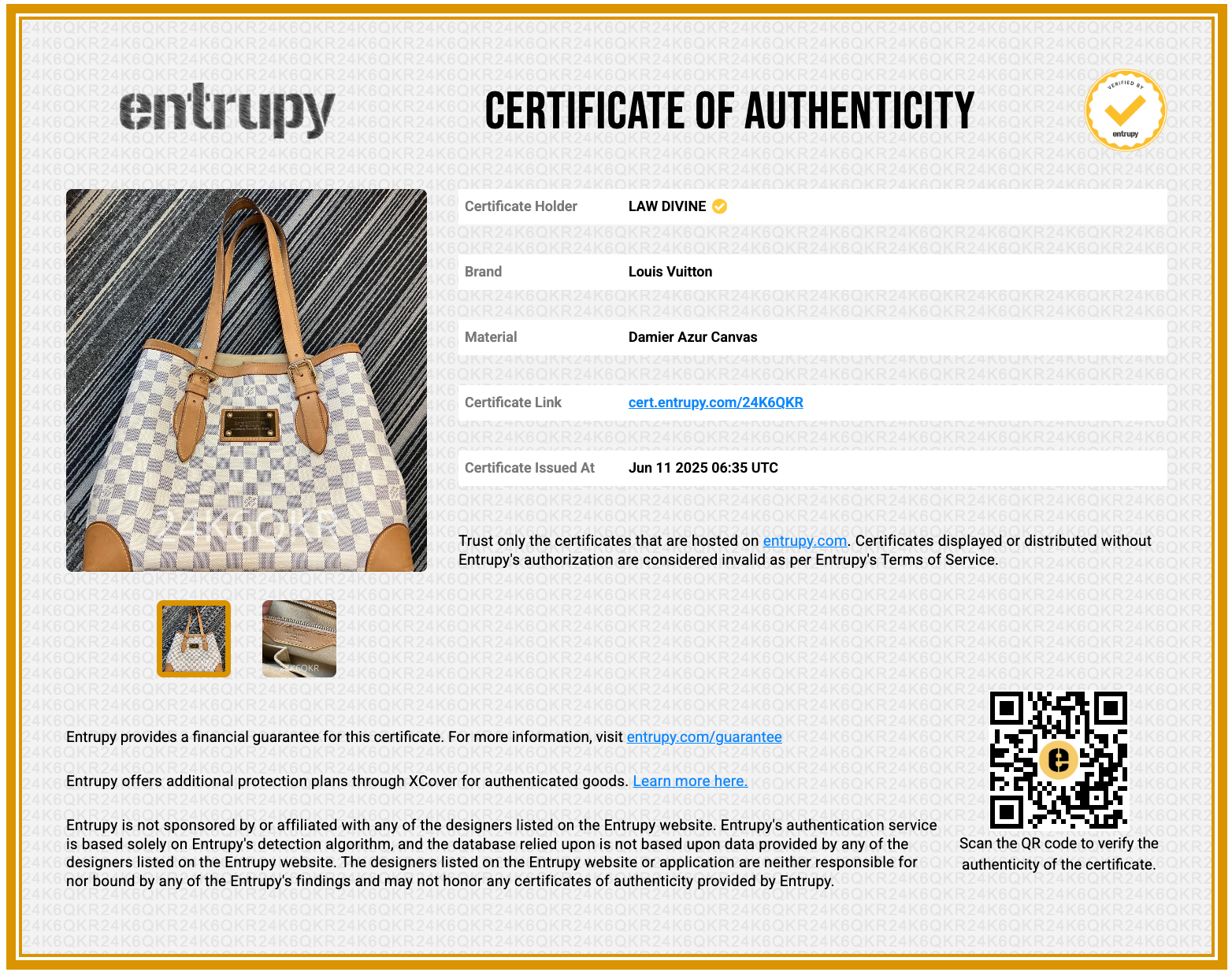 Hampstead Handbag Damier Azur MM