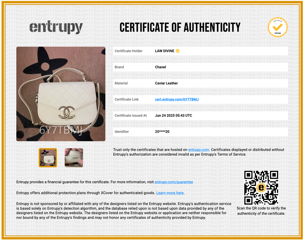 White CC Timeless Caviar Leather Satchel Cream