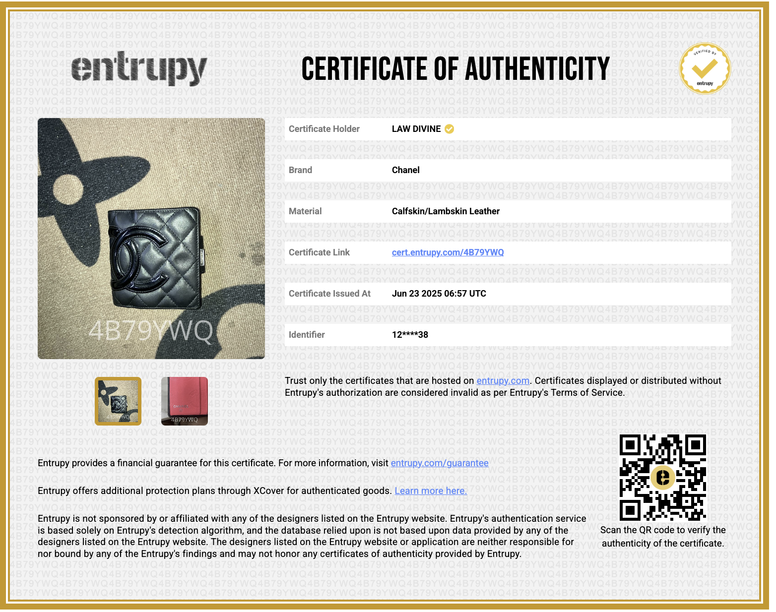 Cambon Ligne Quilted Leather Bifold Wallet