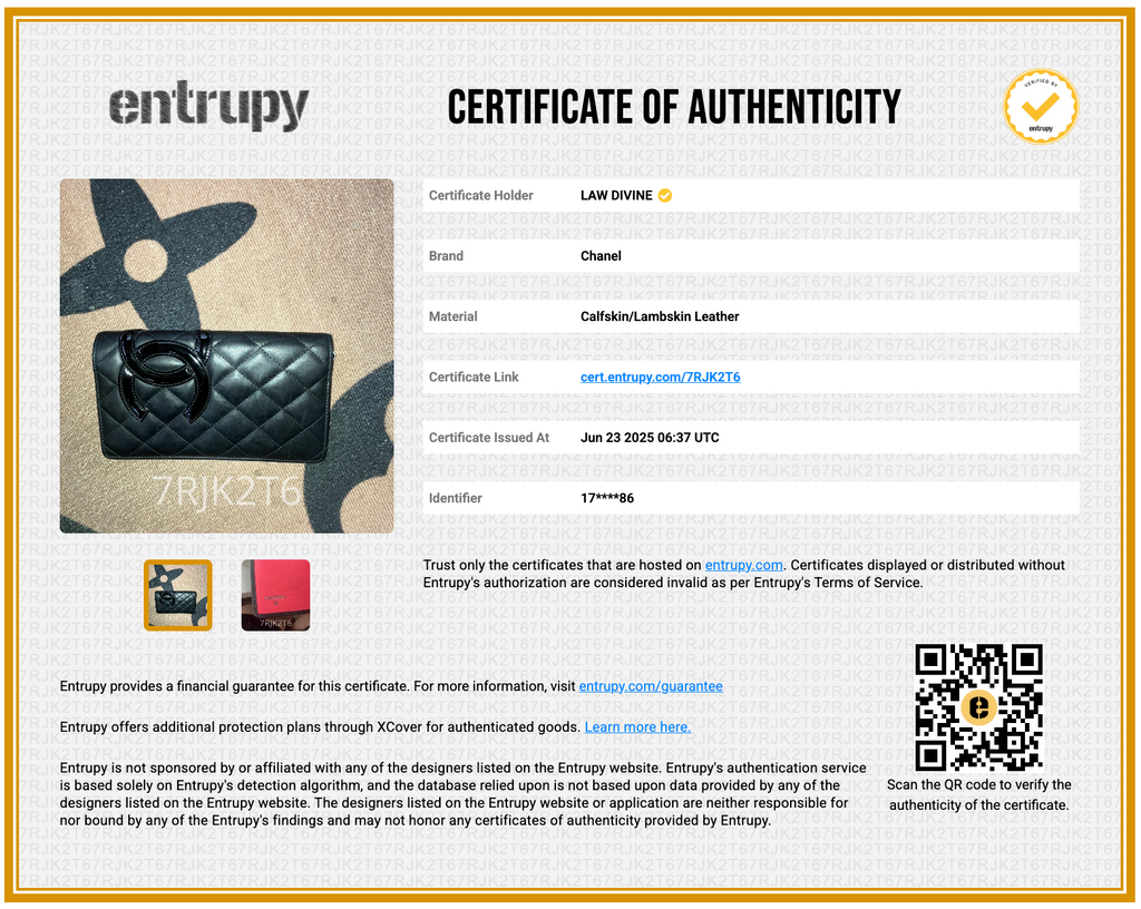 Calfskin Quilted Cambon Yen Wallet