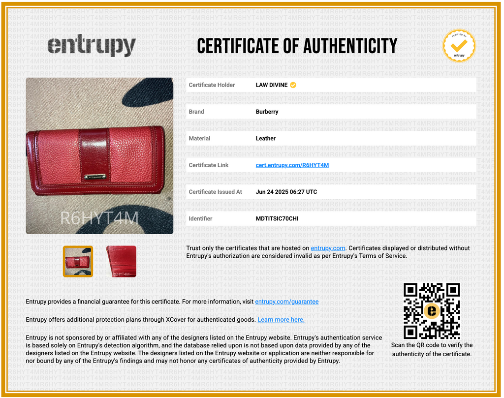 Burberry Red and Maroon Pebbled Leather Wallet