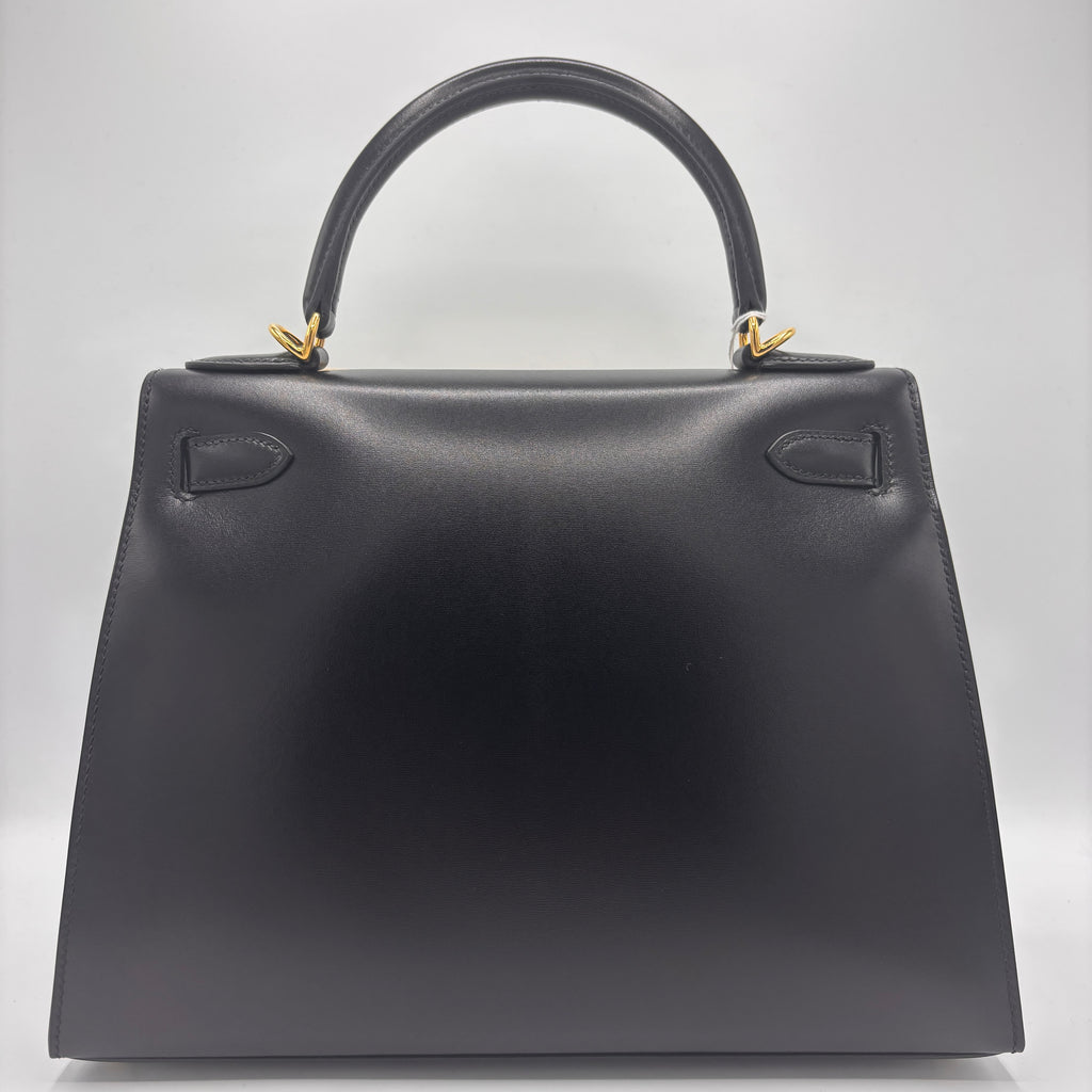 Kelly Handbag Noir Box Calf with Gold Hardware 28(D Stamp Year 2020)
