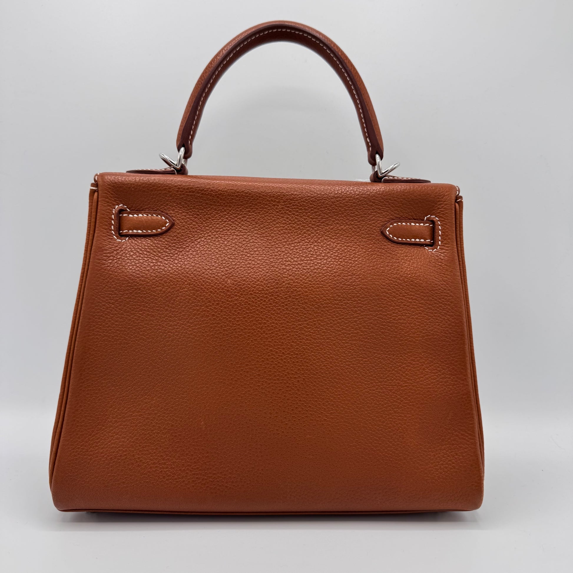 Kelly Handbag Fauve Barenia Faubourg with Palladium Hardware 25(Z Stamp Year 2021)