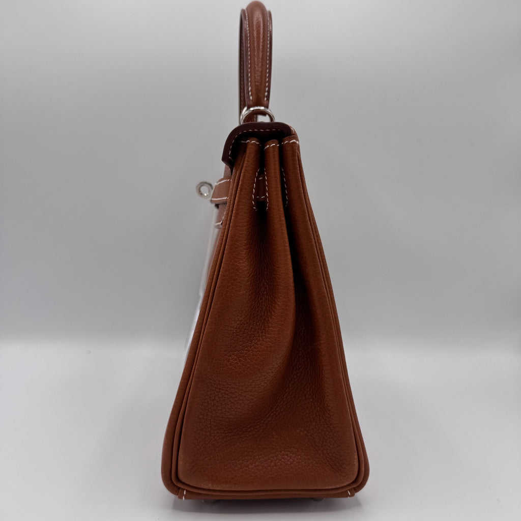 Kelly Handbag Fauve Barenia Faubourg with Palladium Hardware 25(Z Stamp Year 2021)
