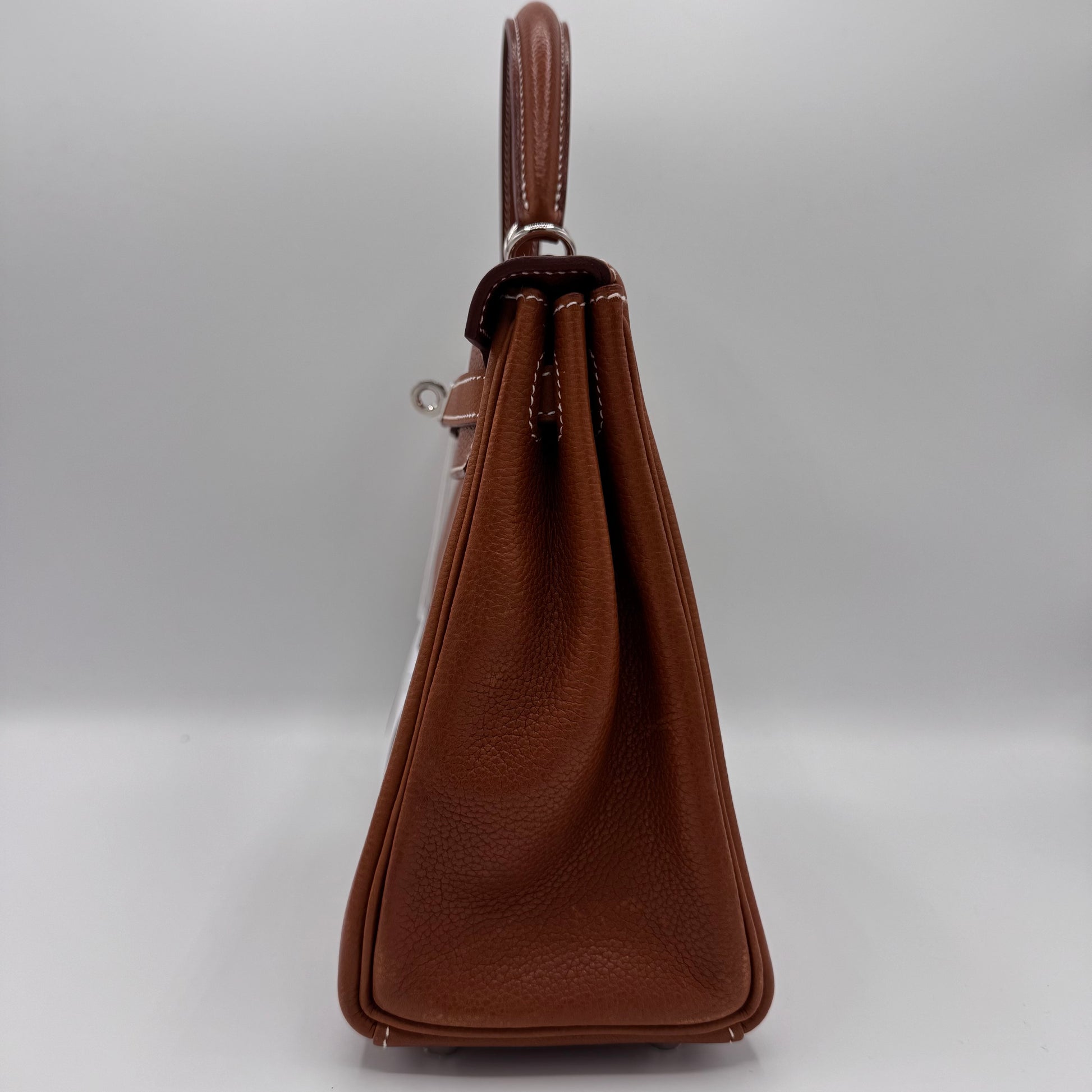 Kelly Handbag Fauve Barenia Faubourg with Palladium Hardware 25(Z Stamp Year 2021)