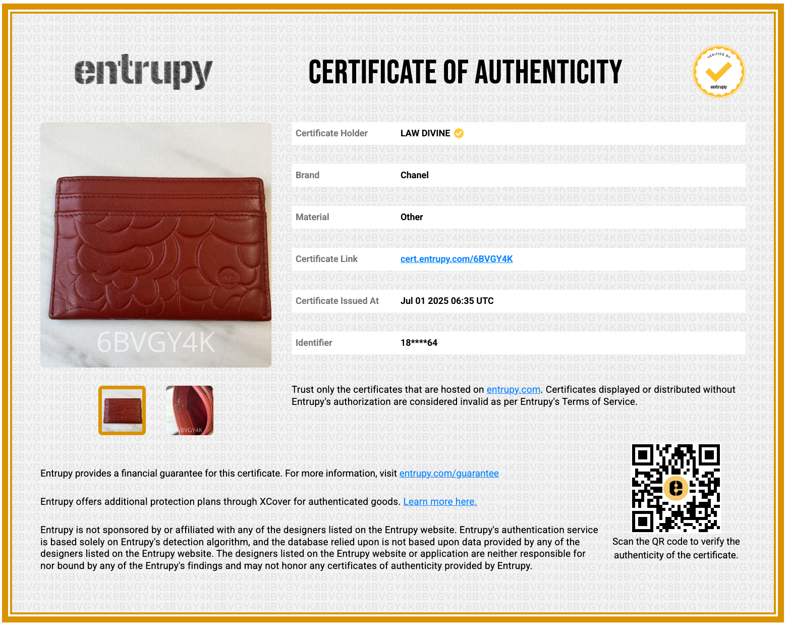 Lambskin Camellia Card Holder