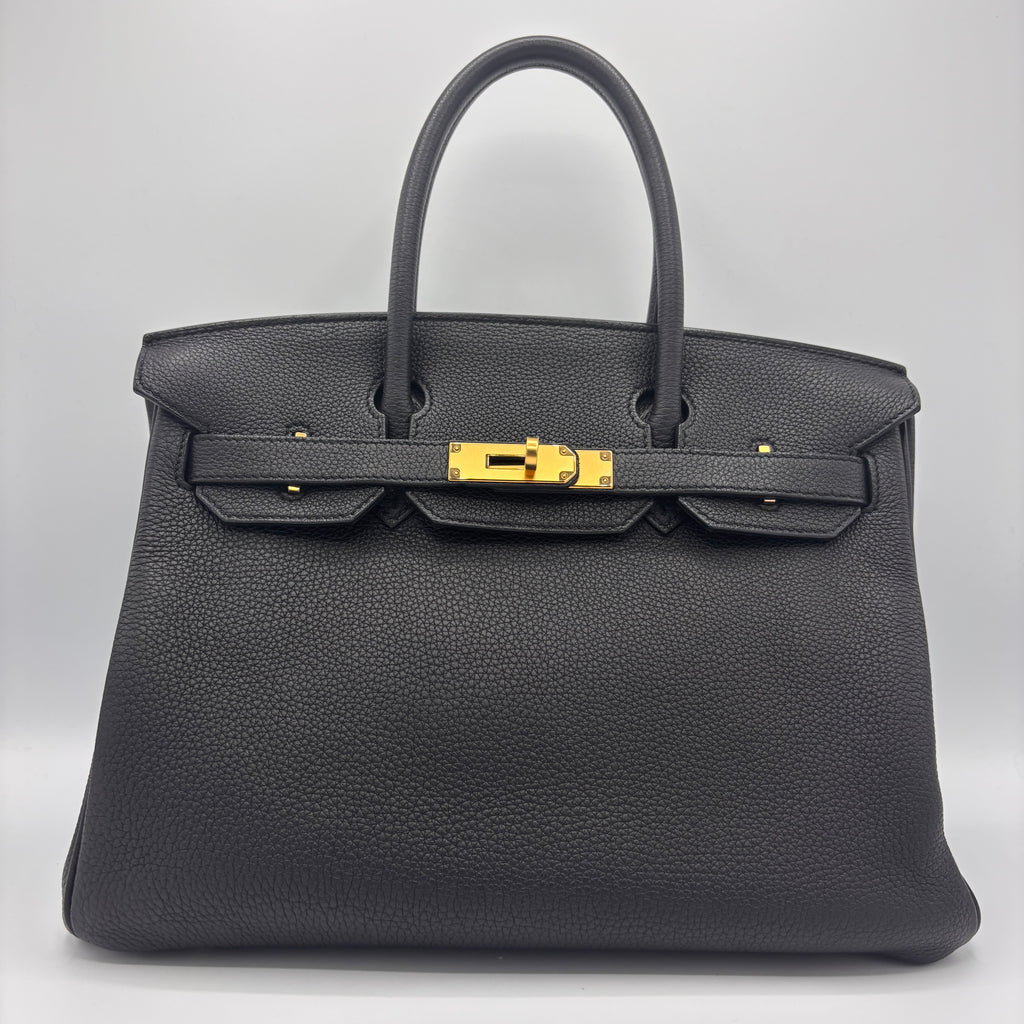 Birkin Handbag Noir Togo with Gold Hardware 30 X Stamp