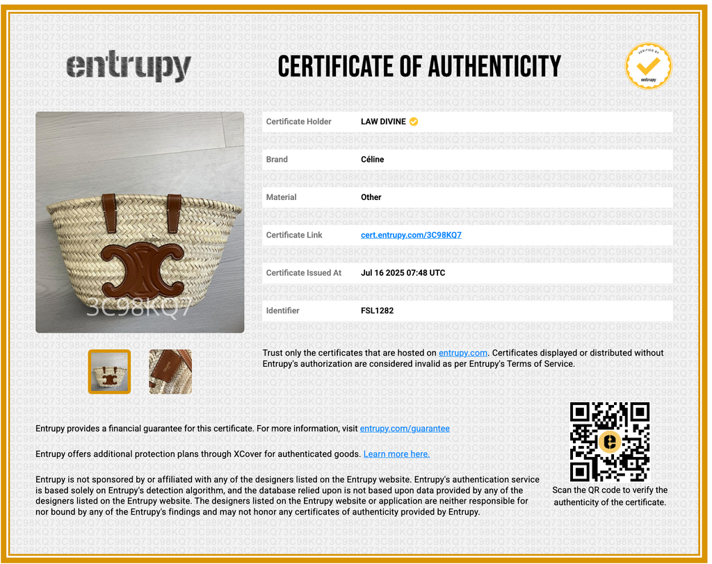 Raffia Calfskin Triomphe Teen Panier Tan