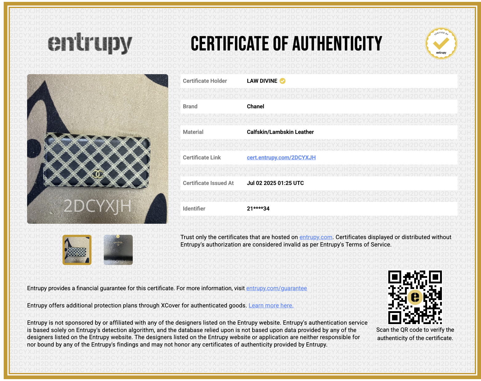 Black & Gold Lattice Pattern Long Wallet