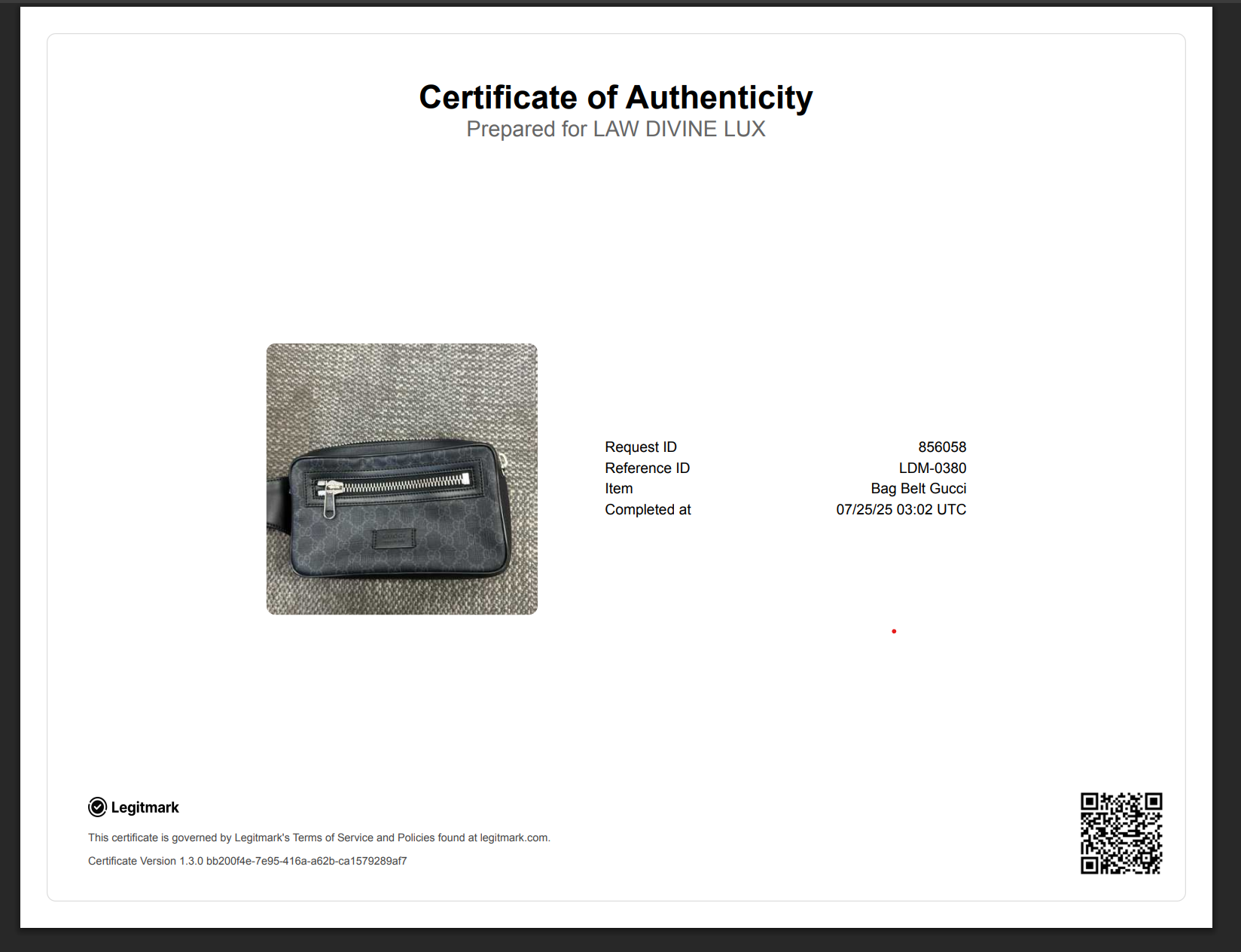 Gucci- Soft GG Supreme Monogram Web Belt Bag