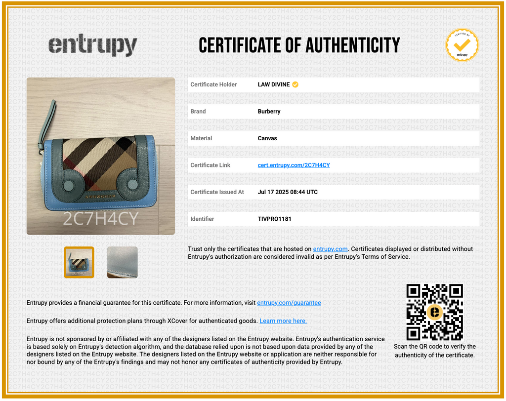 Compact Zip Wallet – Horseferry Check with Blue Leather Trim