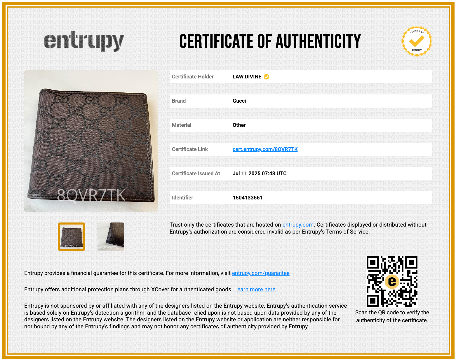 Dark Brown GG Canvas and Leather Bi Fold Wallet