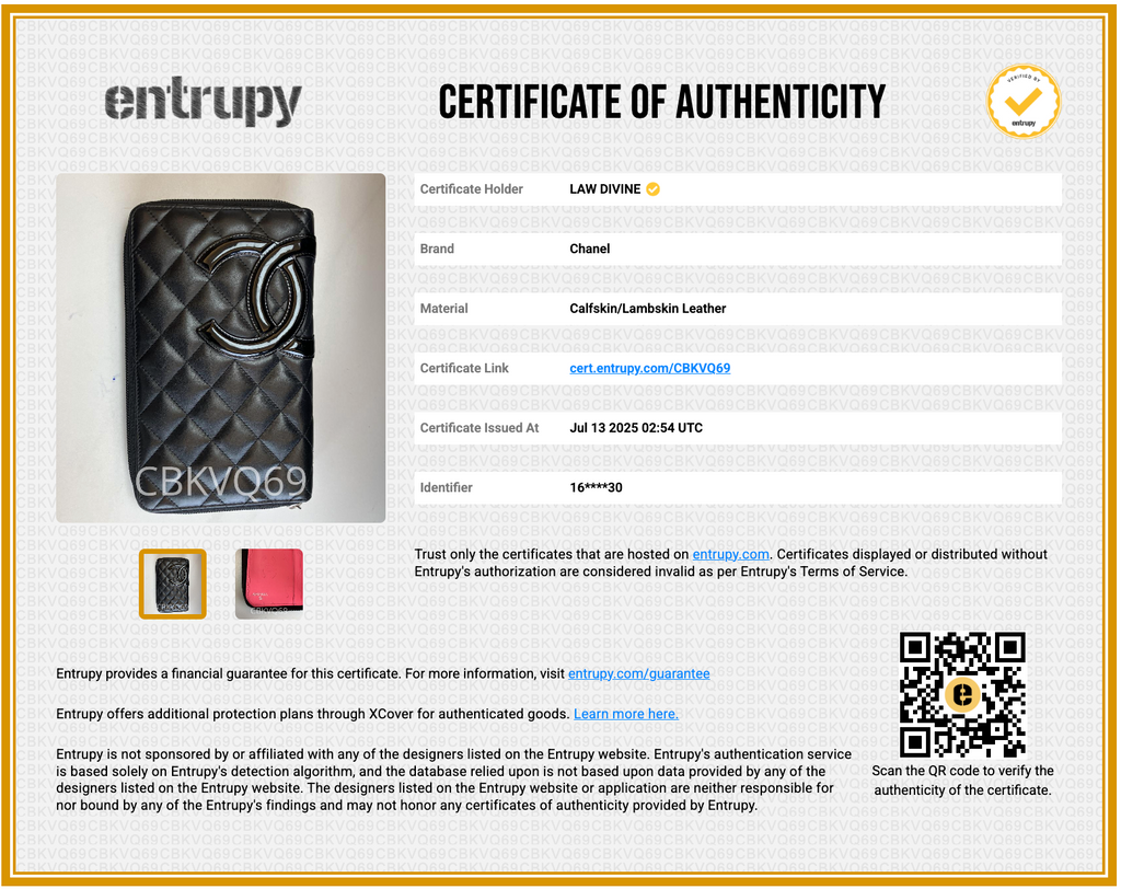 Calfskin Cambon Zip Around Organizer Wallet Black