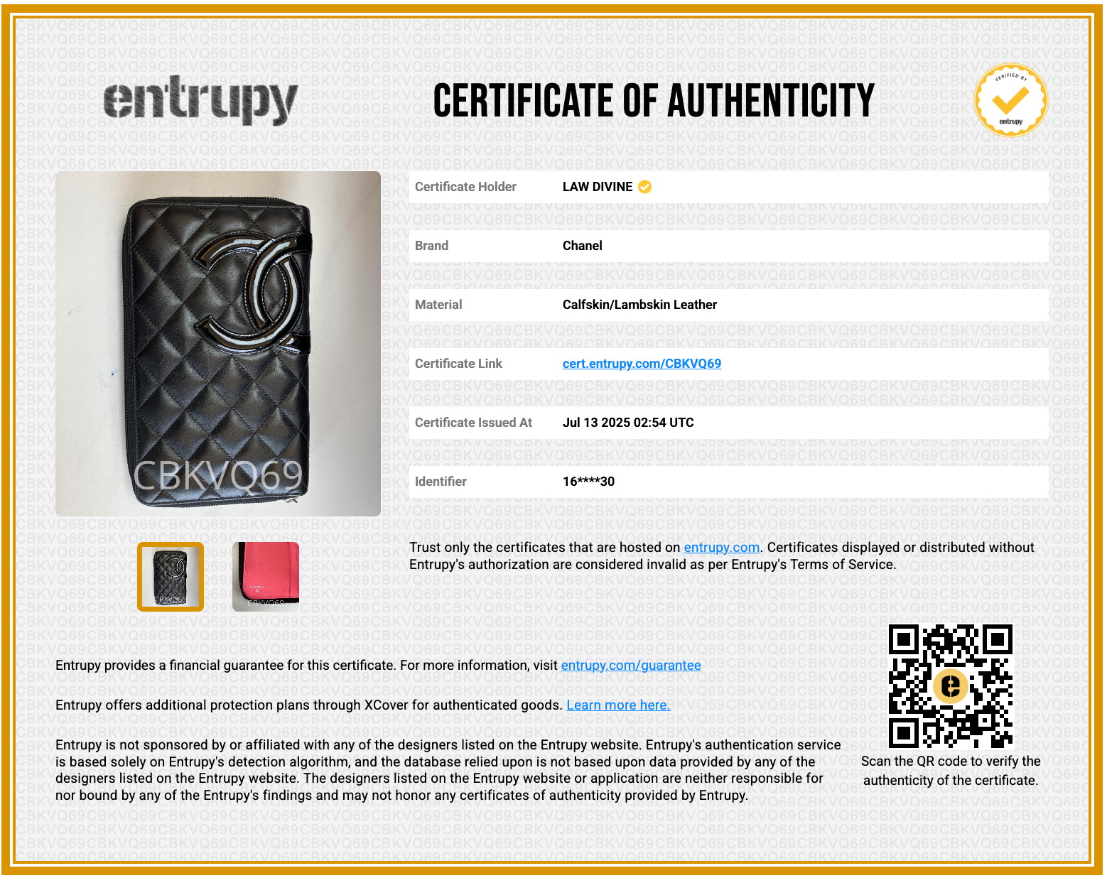 Calfskin Cambon Zip Around Organizer Wallet Black