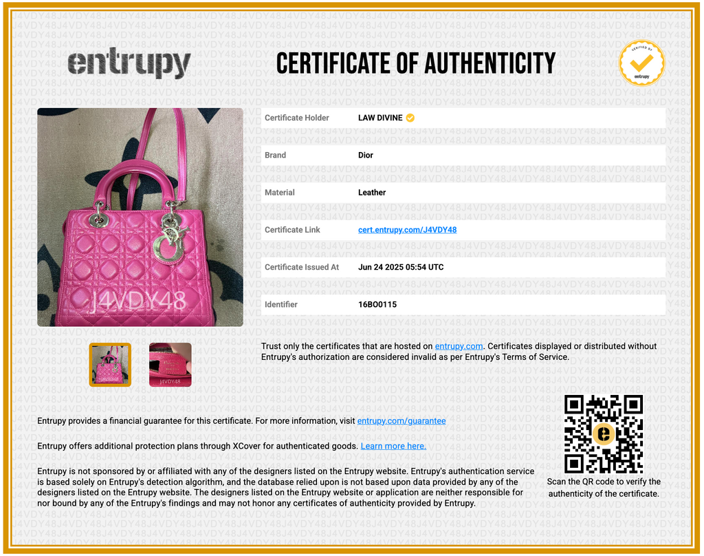Lambskin Cannage Medium Lady Dior Fuchsia