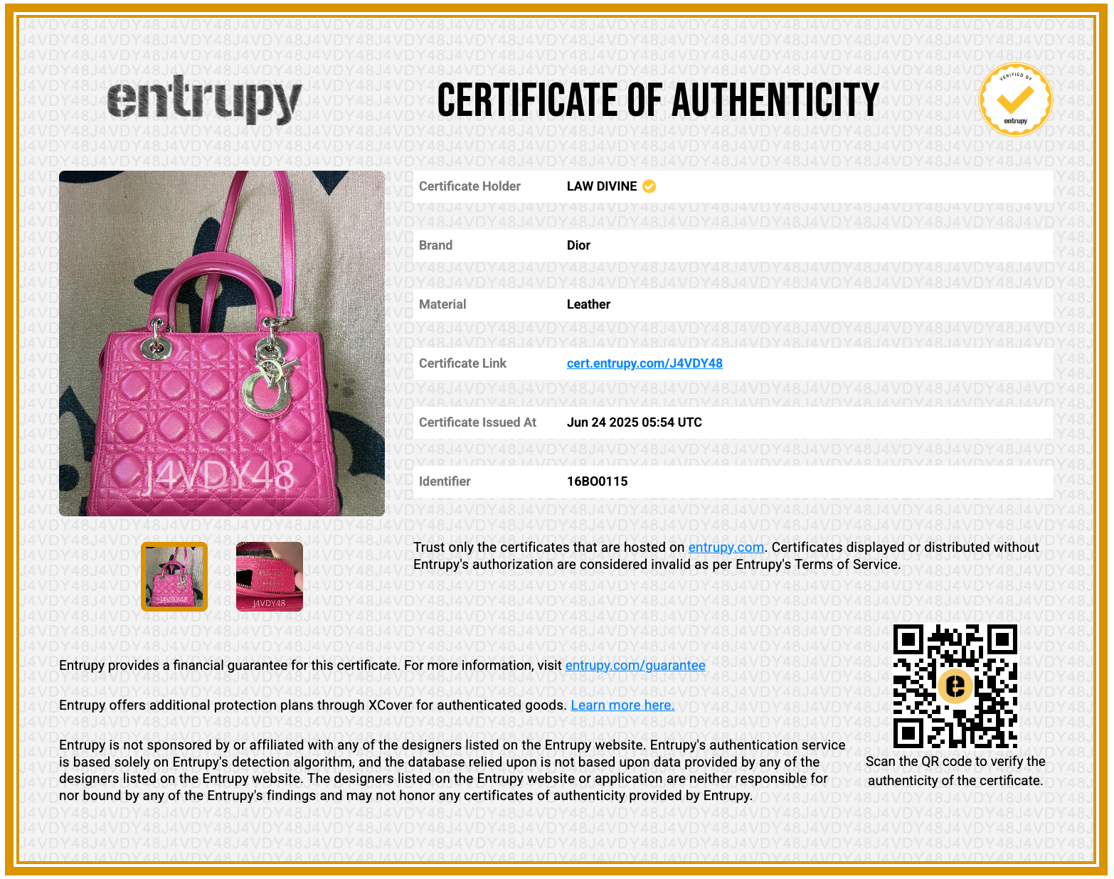 Lambskin Cannage Medium Lady Dior Fuchsia