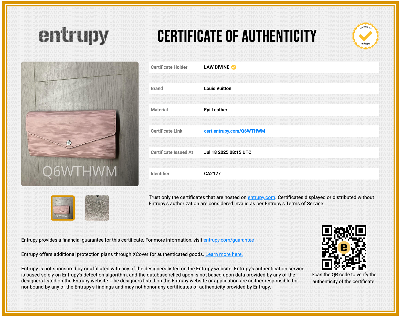 Portefeuille Long Epi Sarah Rose