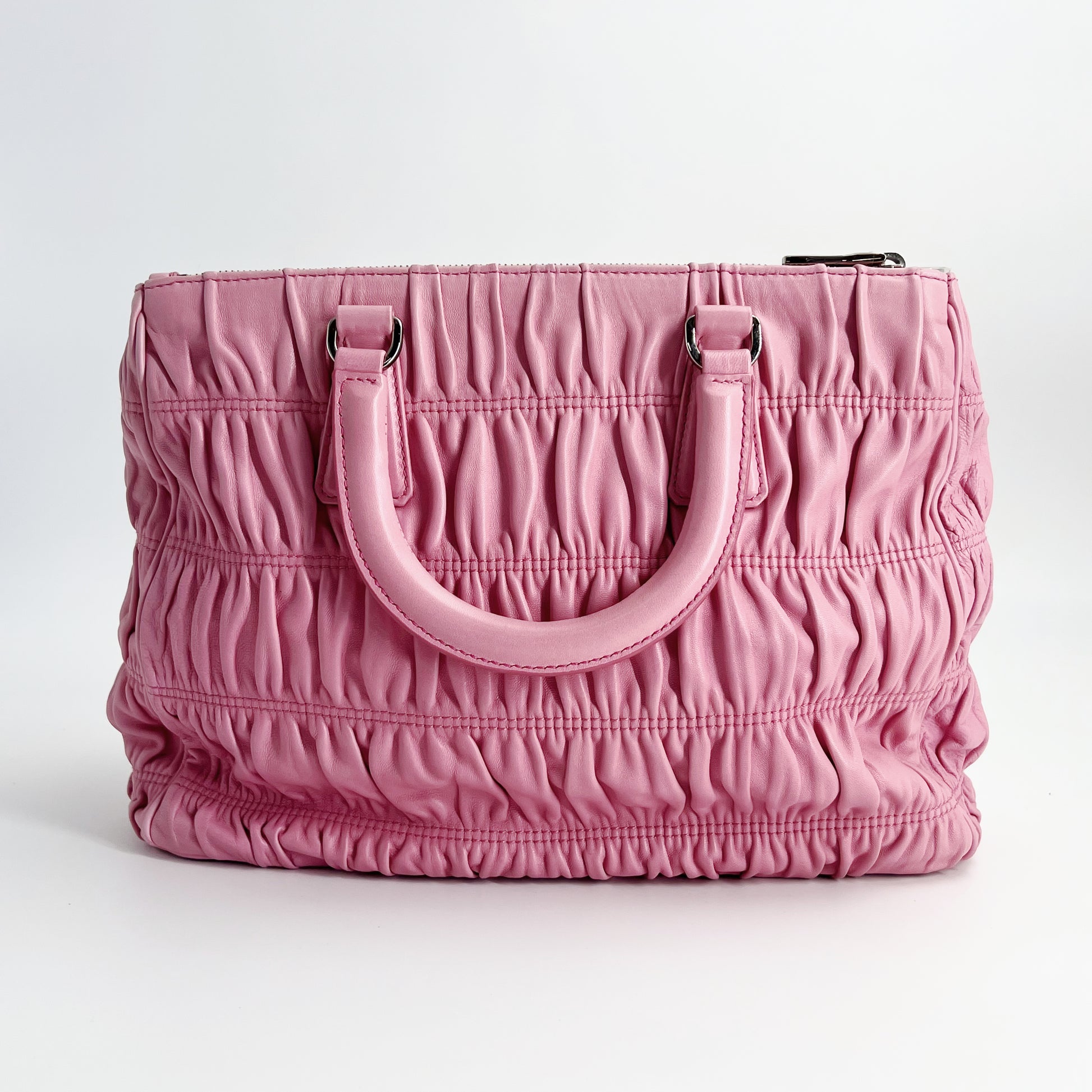Pink Nappa Gaufre Leather Tote Bag Twins