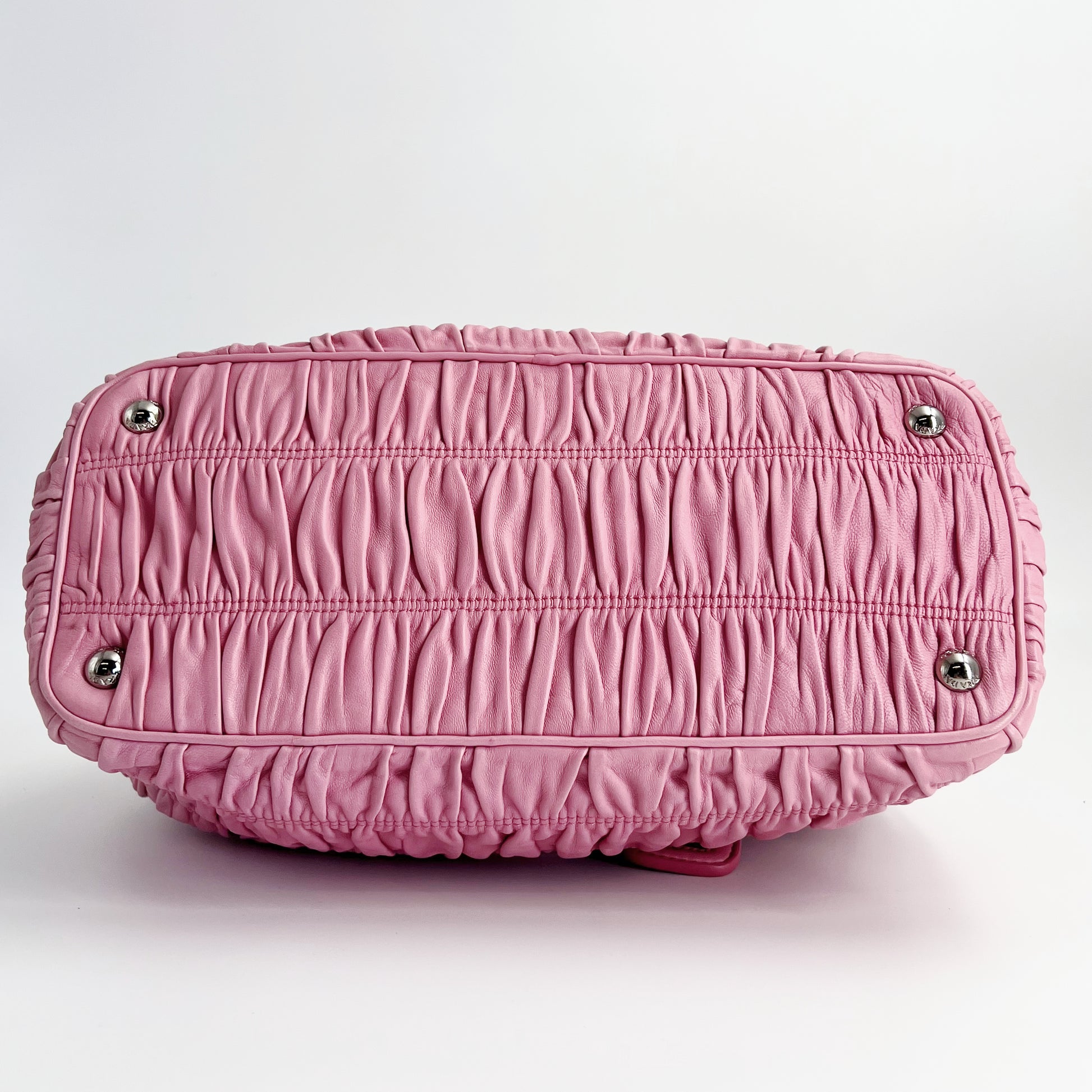 Pink Nappa Gaufre Leather Tote Bag Twins