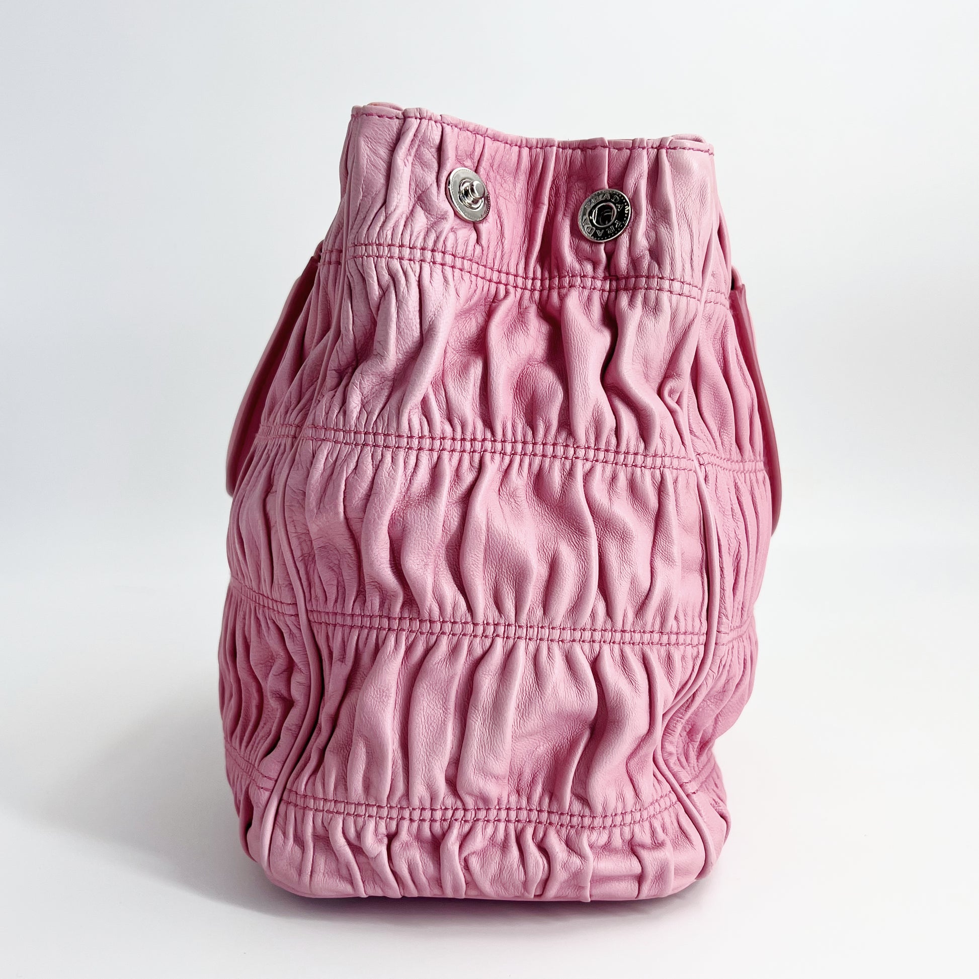 Pink Nappa Gaufre Leather Tote Bag Twins