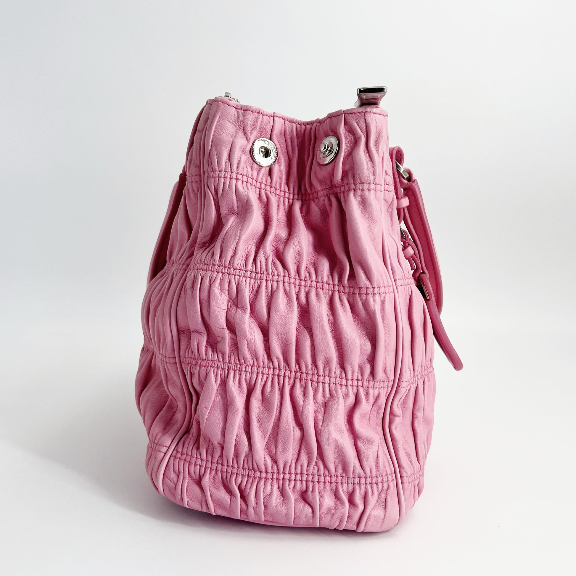 Pink Nappa Gaufre Leather Tote Bag Twins