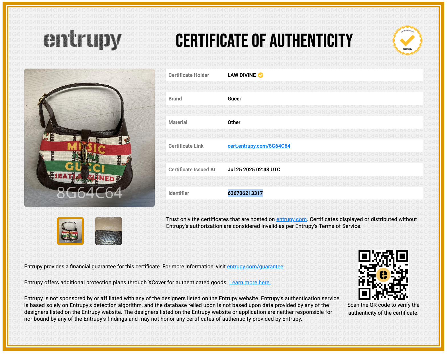 Brown Small Canvas 100 Centennial Music Jackie 1961 Crossbody