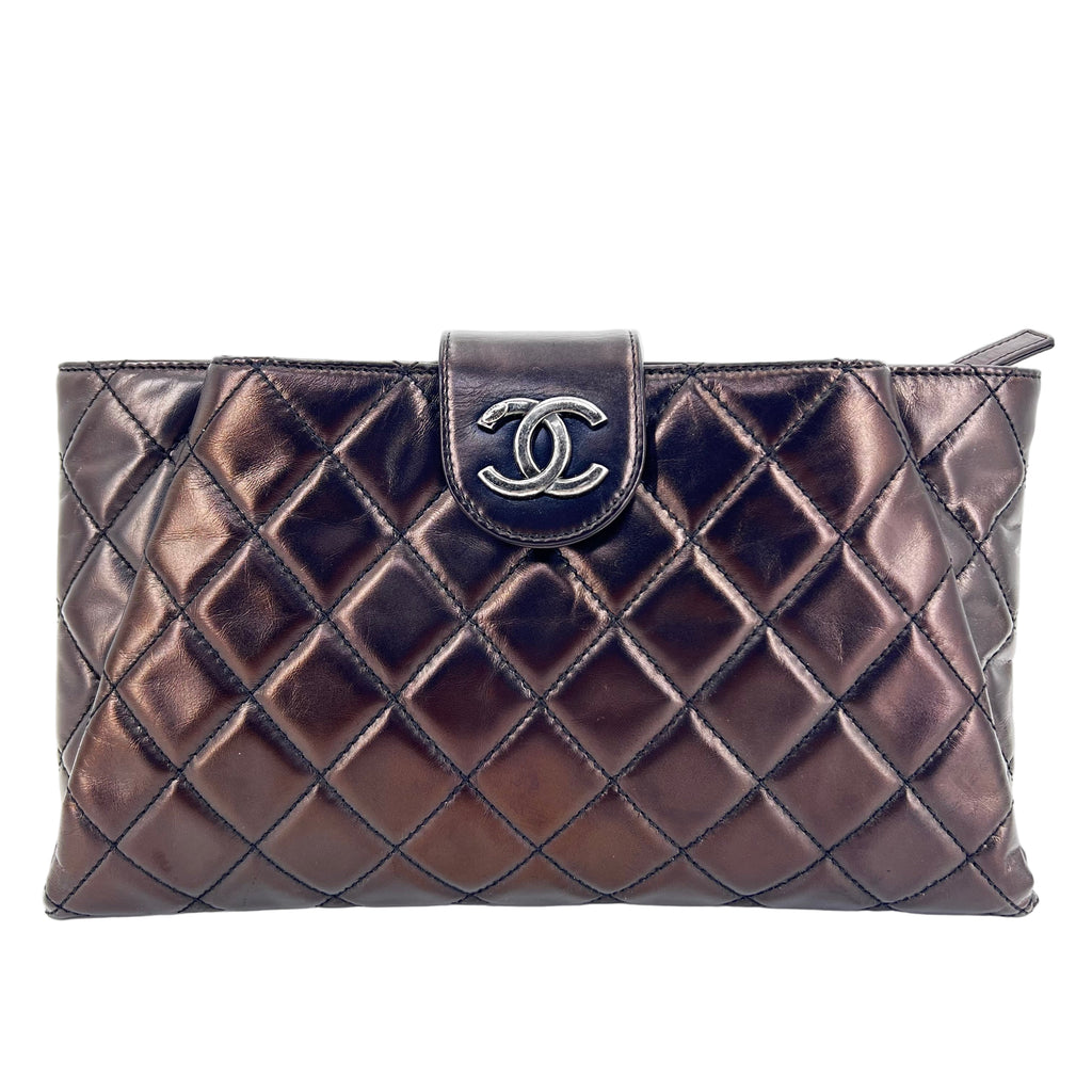Coco Pleats Clutch Quilted Glazed Calfskin Twins