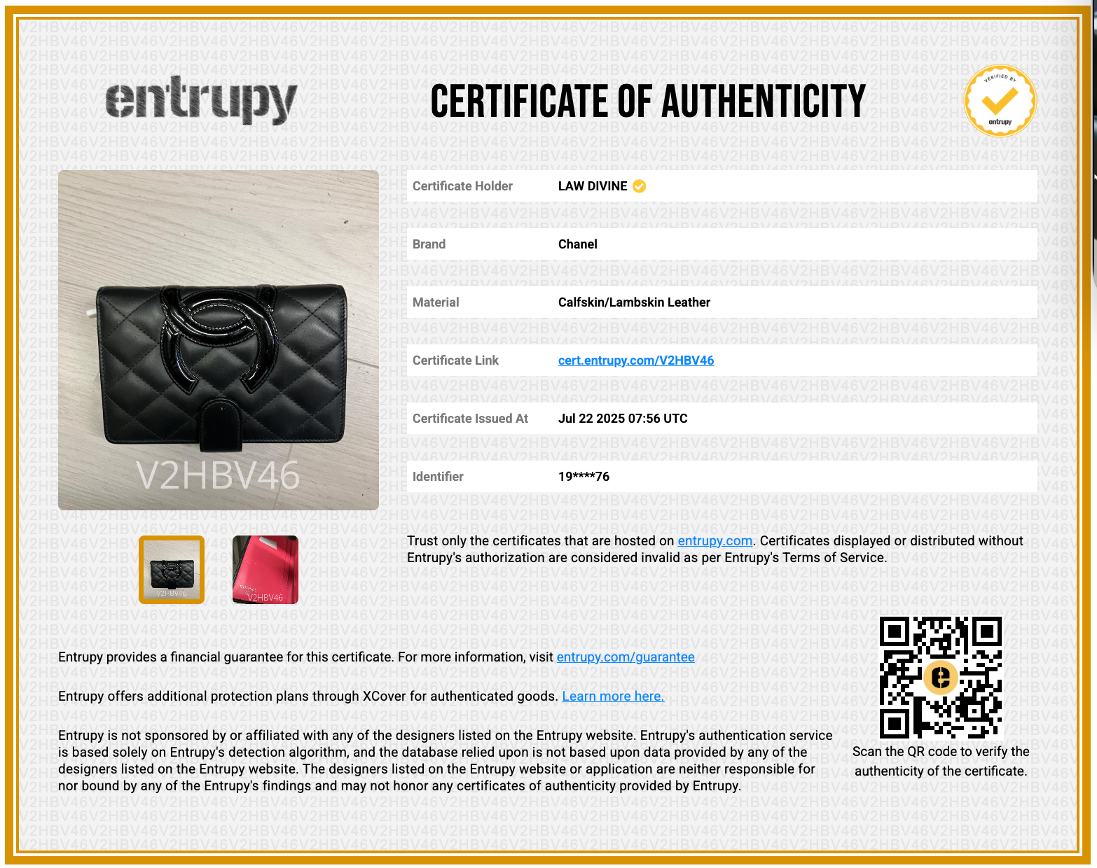 Cambon in Black Lambskin Patent  Wallet