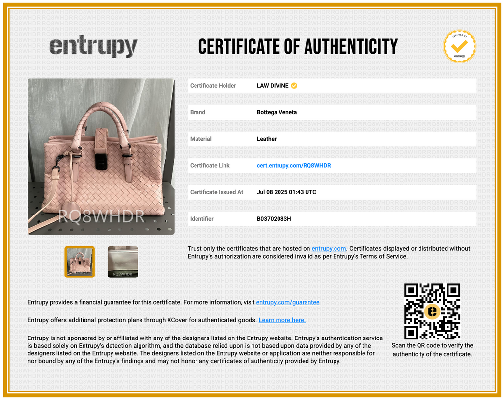 Peach Intrecciato Leather Small Roma Tote