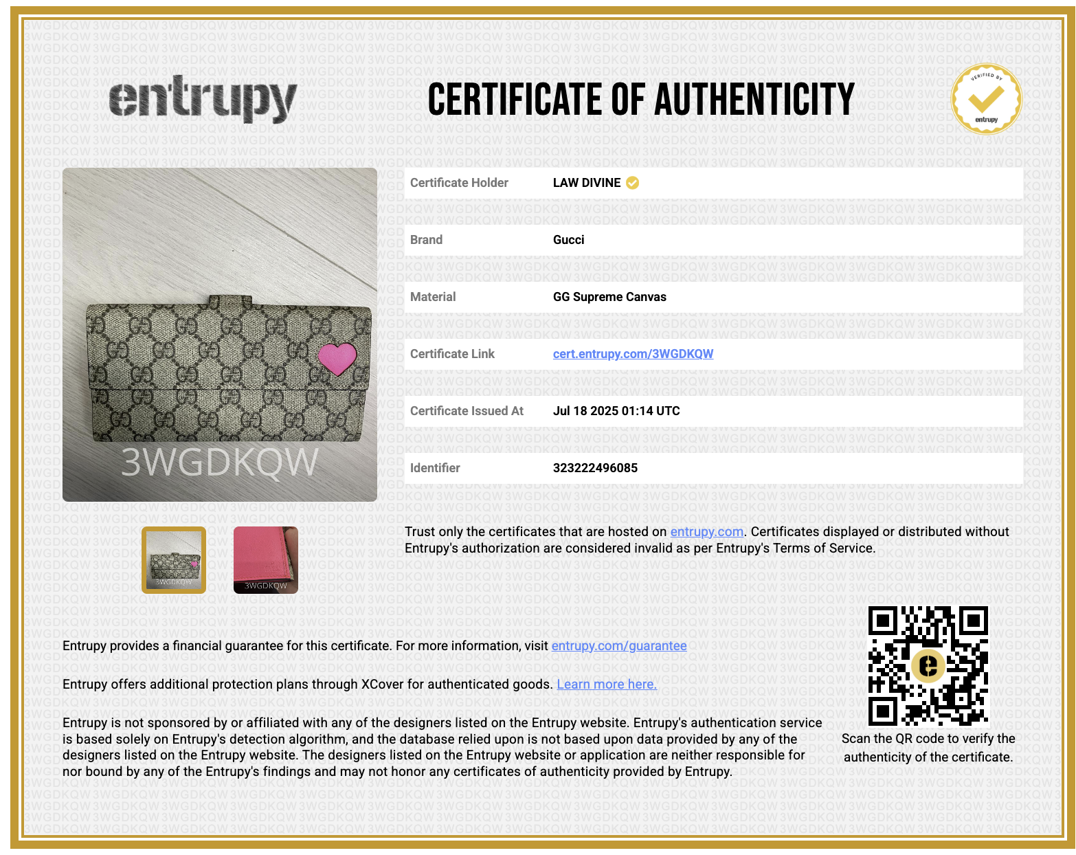 GG Supreme Monogram Continental Heart Wallet