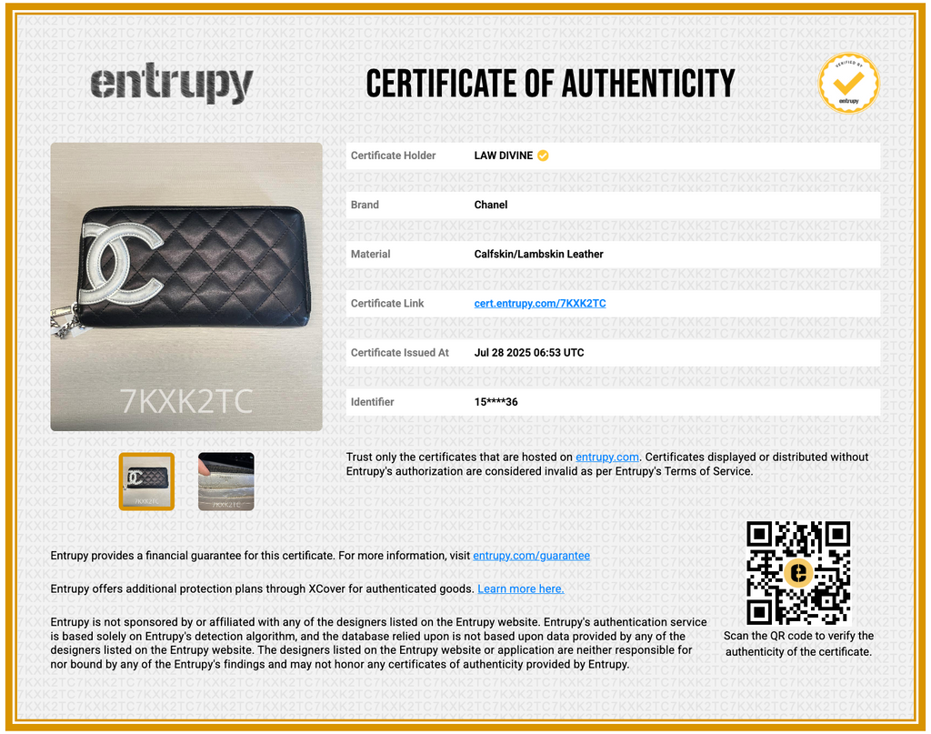 Calfskin Quilted Cambon Large Gusset Zip Around Wallet Black