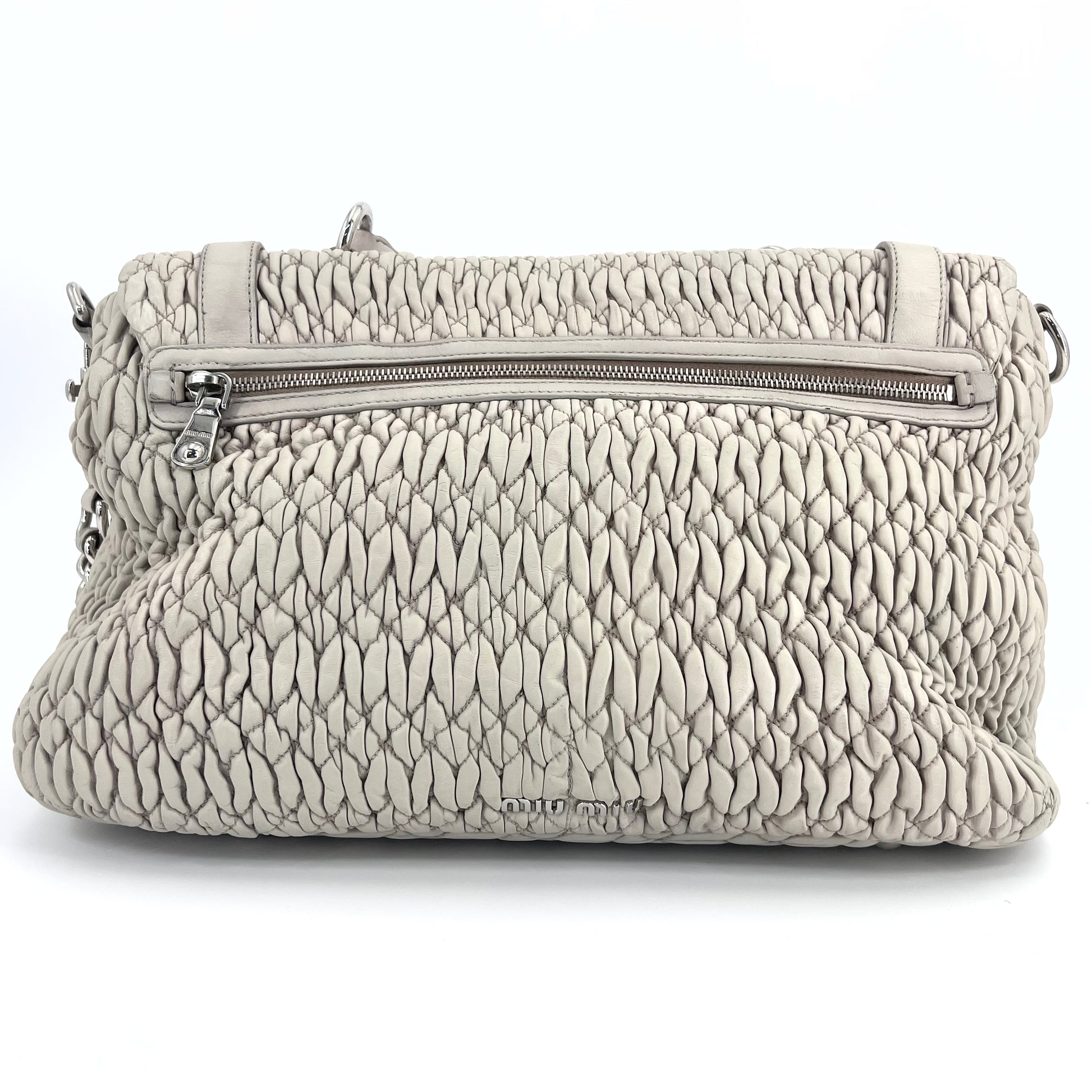 MIU MIU Nappa Matelasse Flap Satchel Nube Twins