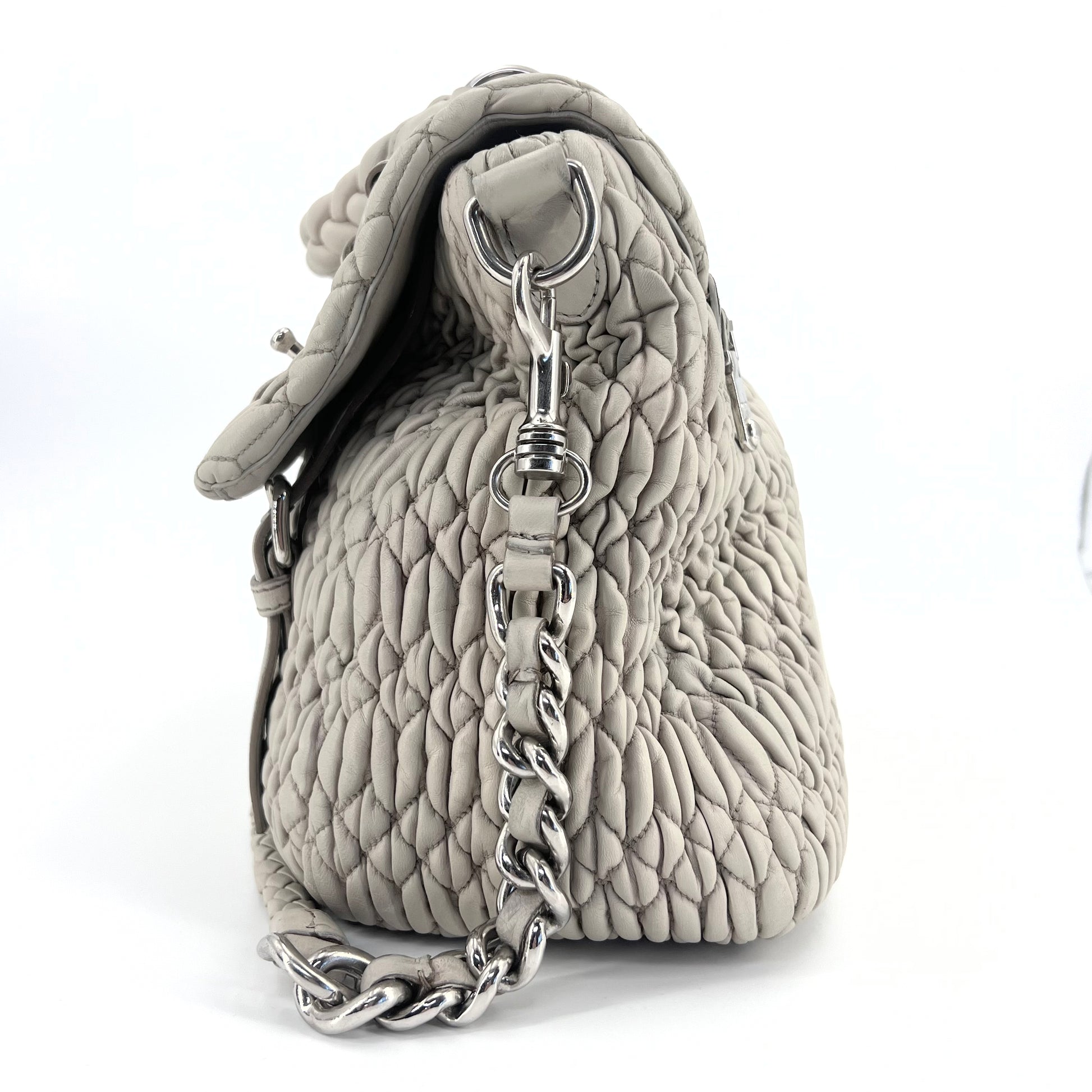 MIU MIU Nappa Matelasse Flap Satchel Nube Twins
