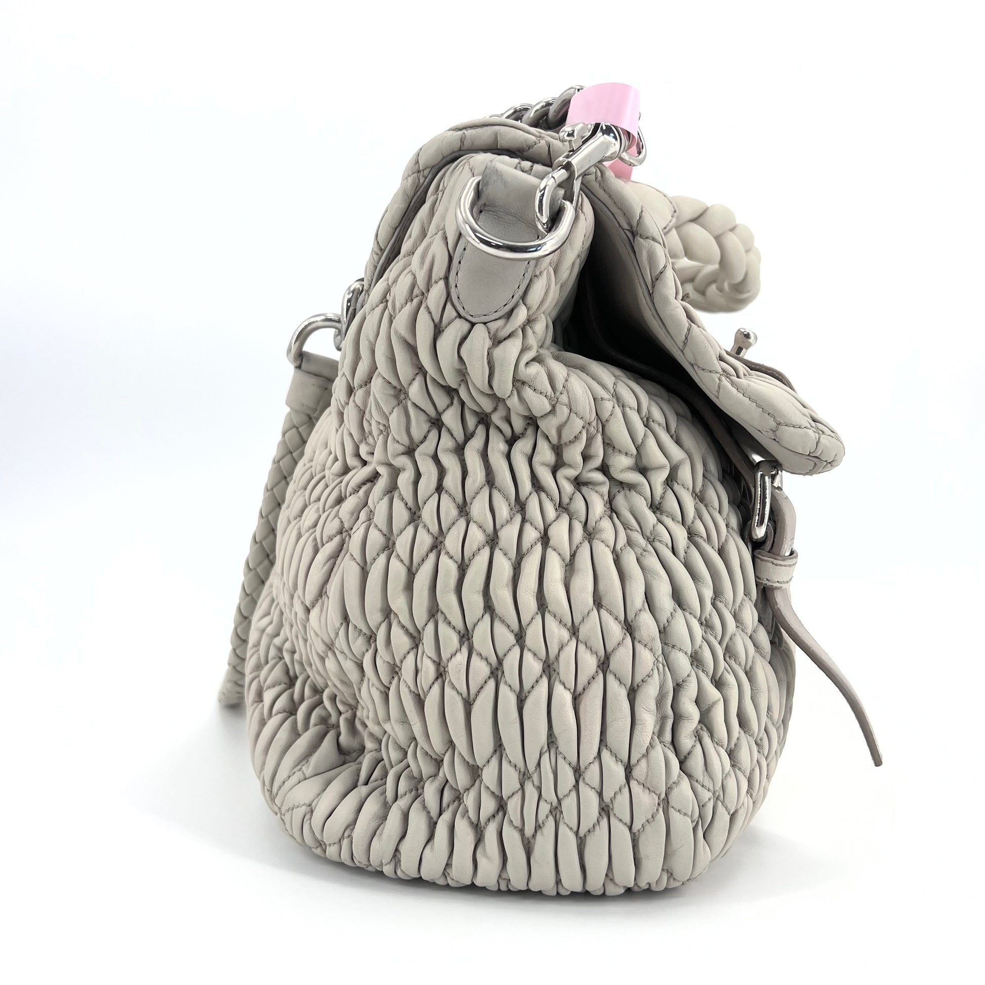 MIU MIU Nappa Matelasse Flap Satchel Nube Twins
