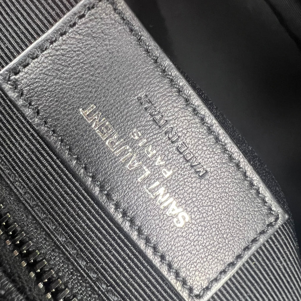 Sheepskin Classic Matelasse Chevron Large Monogram Shopping Bag Black twins